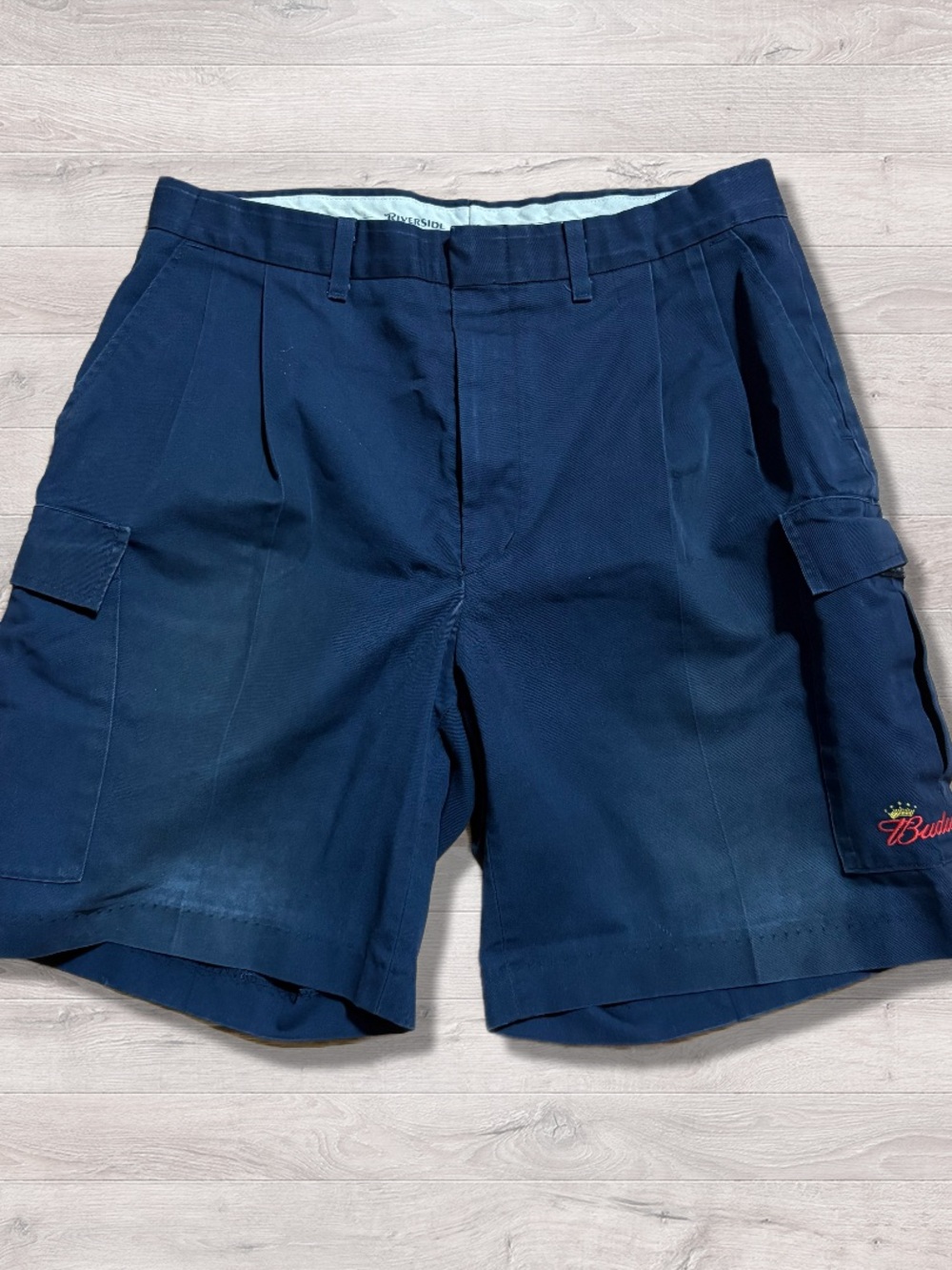 Budweiser Cargo Shorts Mens 34 Blue Pockets Workwear Preowned Uniform Beer